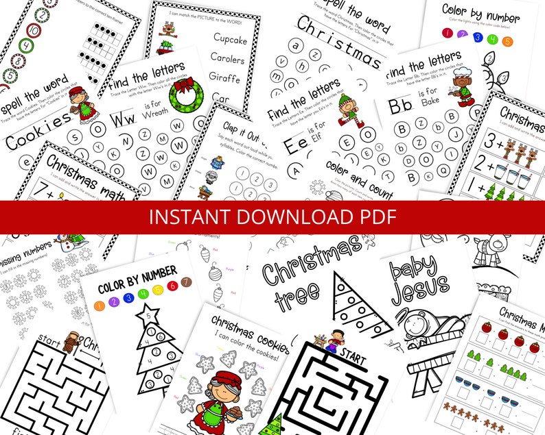 Christmas Printable Activities for Kids, Printable Activity Book ...