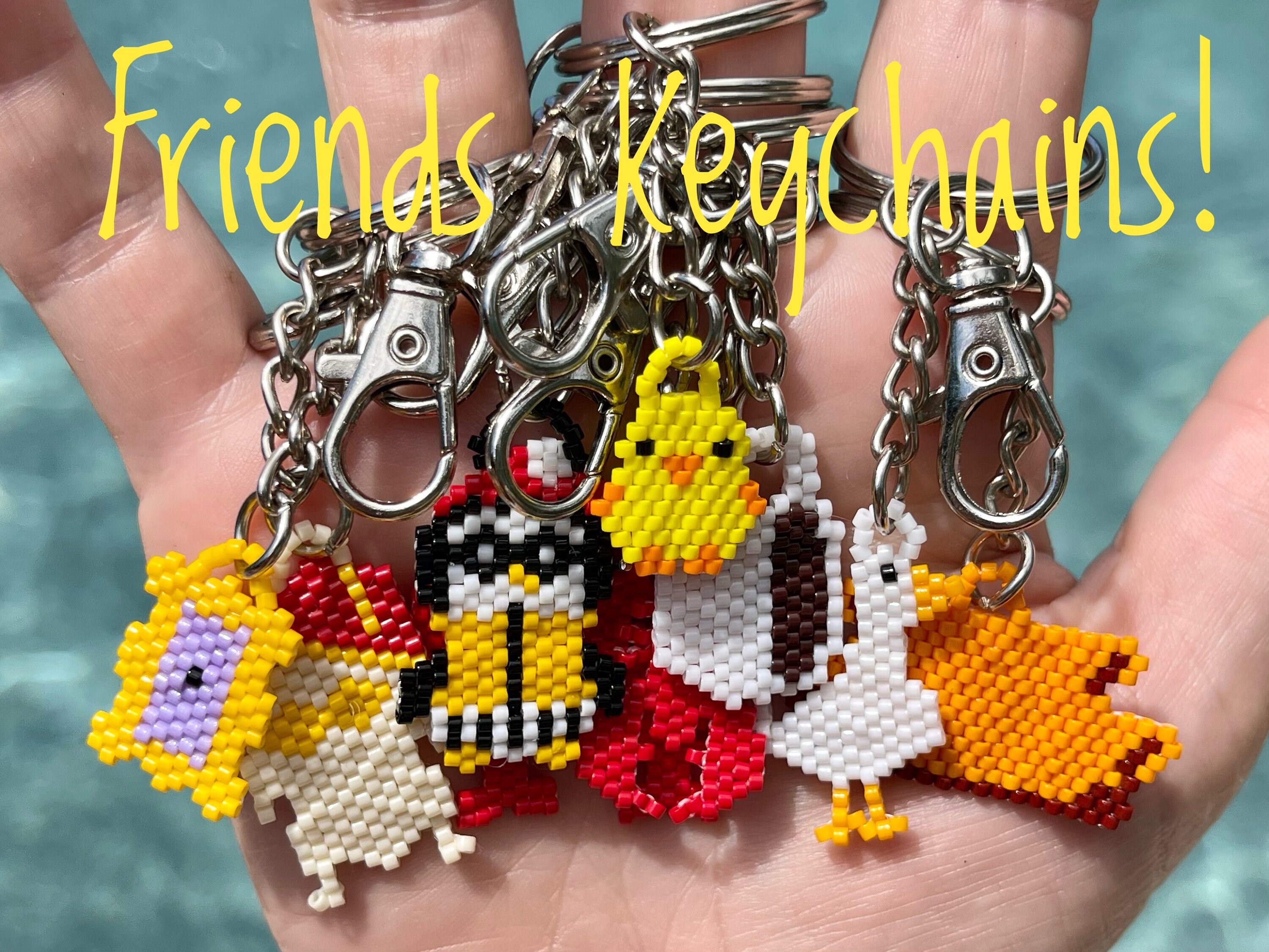 Your favorite Friends icons in a beaded keychain handmade with Miyuki 11/0 delicas in the brick stitch. Pick which you want!!