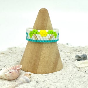 Miyuki 11/0 Delica Seed Bead Ring With Waves and Palm Trees Woven ...