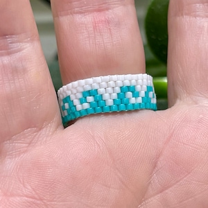 Miyuki 11/0 Delica Seed Bead Ring With Waves and Palm Trees Woven ...