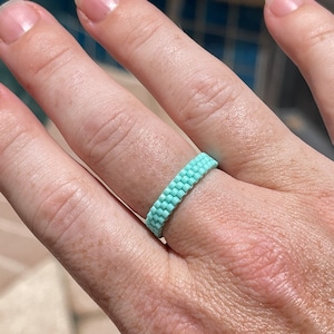 Miyuki 11/0 Delica seed bead narrow ring made with Peyote Stitch in your own color!