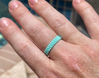 Miyuki 11/0 Delica seed bead narrow ring made with Peyote Stitch in your own color!