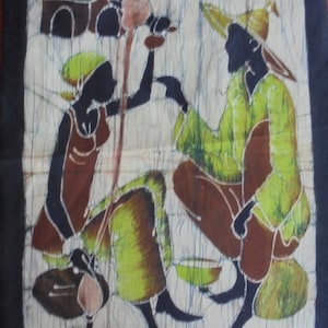 African village scenes on canvas painting PHOTO 1