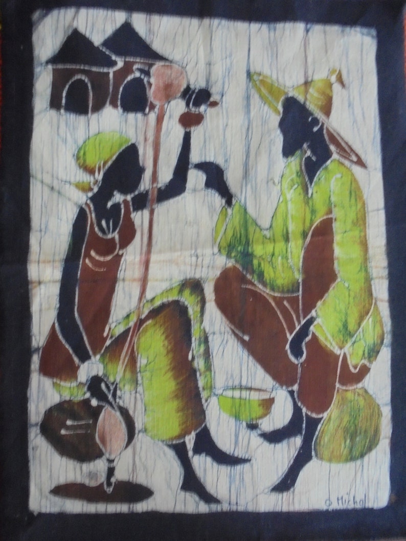 African village scenes on canvas painting PHOTO 1