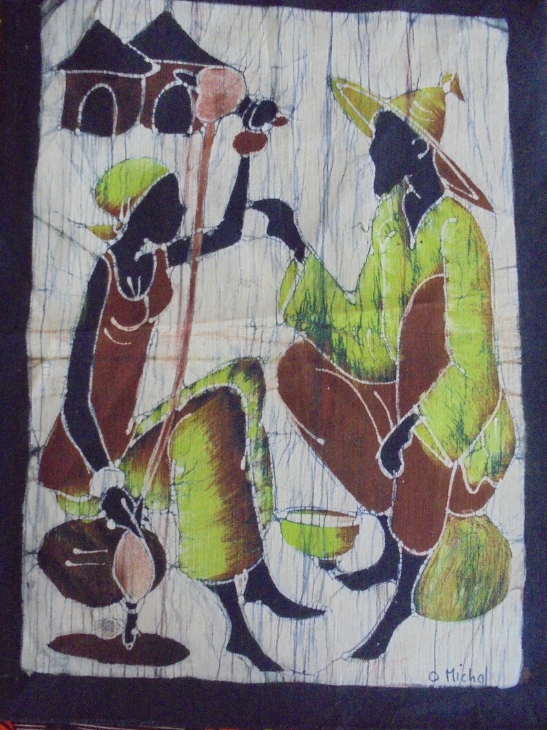 African village scenes on canvas painting image 7