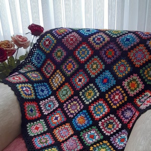 granny square blanket, afghan throw blanket, handmade crochet throw blanket sale, retro blanket, housewarming gift, afghan baby blanket
