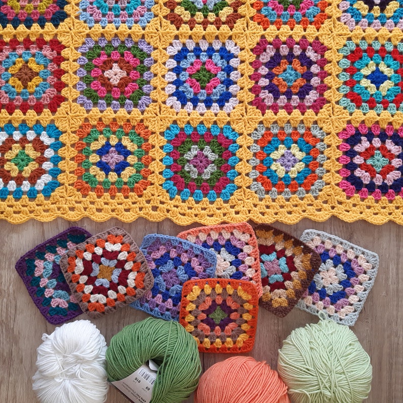 Yellow Granny Square Blanket Yellow Afghan Throw Blanket - Etsy
