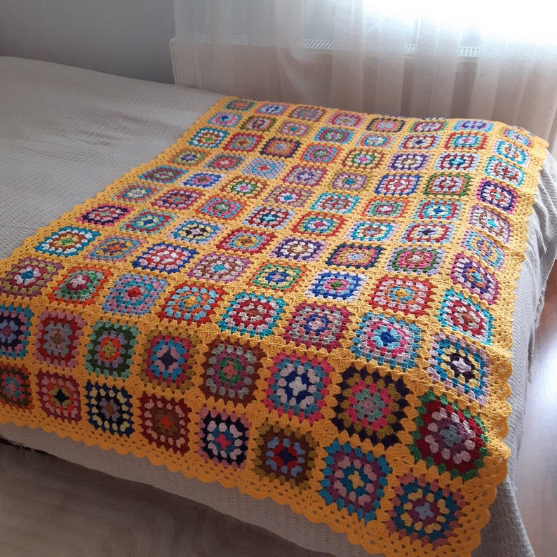 Yellow Granny Square Blanket Yellow Afghan Throw Blanket - Etsy