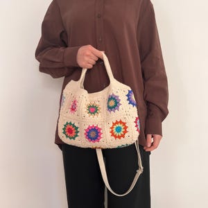 Granny Square Bag, Crochet Afghan Shoulder Bag, Vintage Style Bag,  Crochet Patchwork Bag, Boho Bag, Retro Multicolor Bag