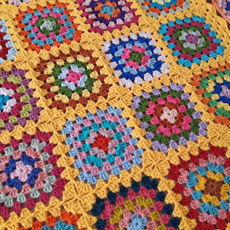 Yellow Granny Square Blanket Yellow Afghan Throw Blanket - Etsy
