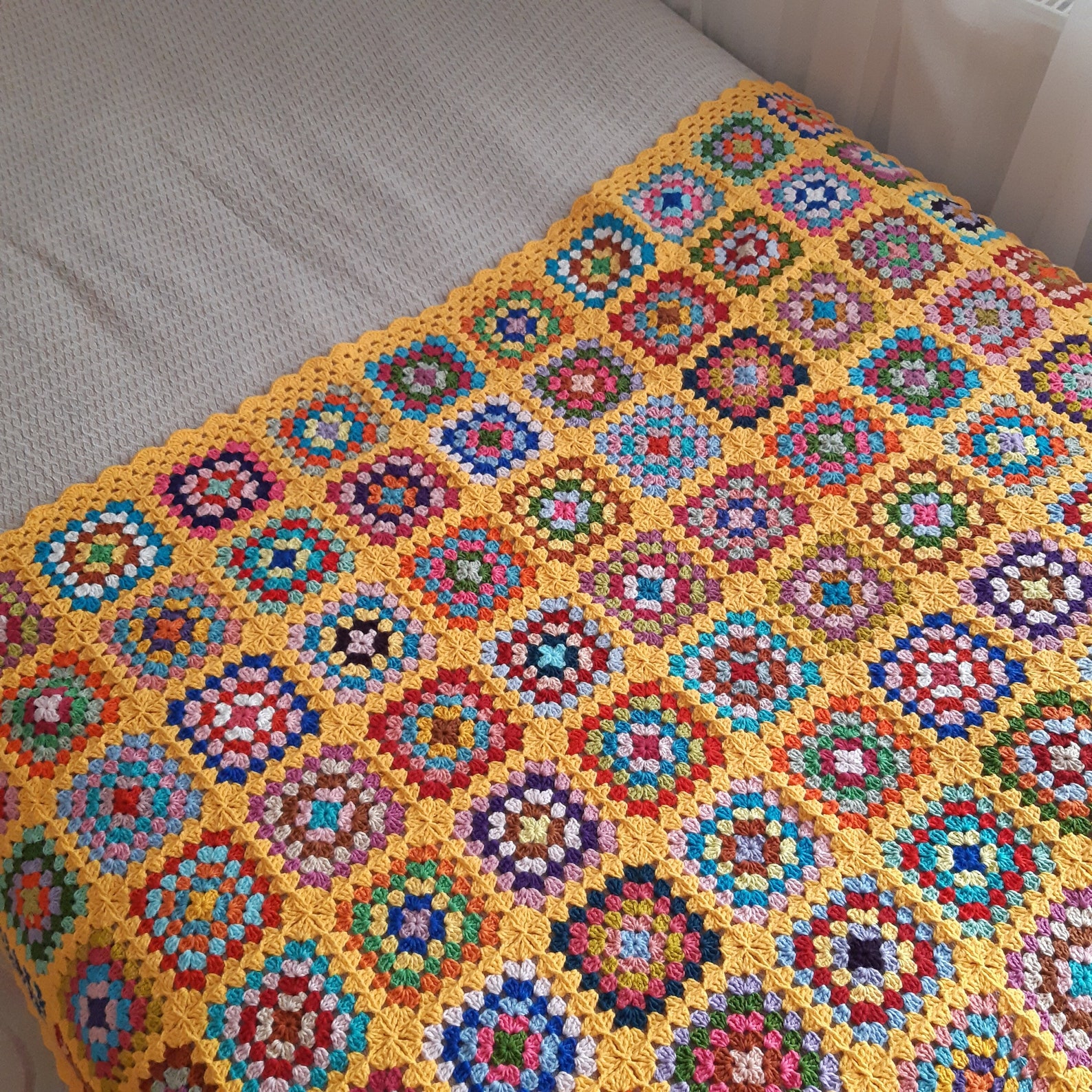 Yellow Granny Square Blanket Yellow Afghan Throw Blanket - Etsy