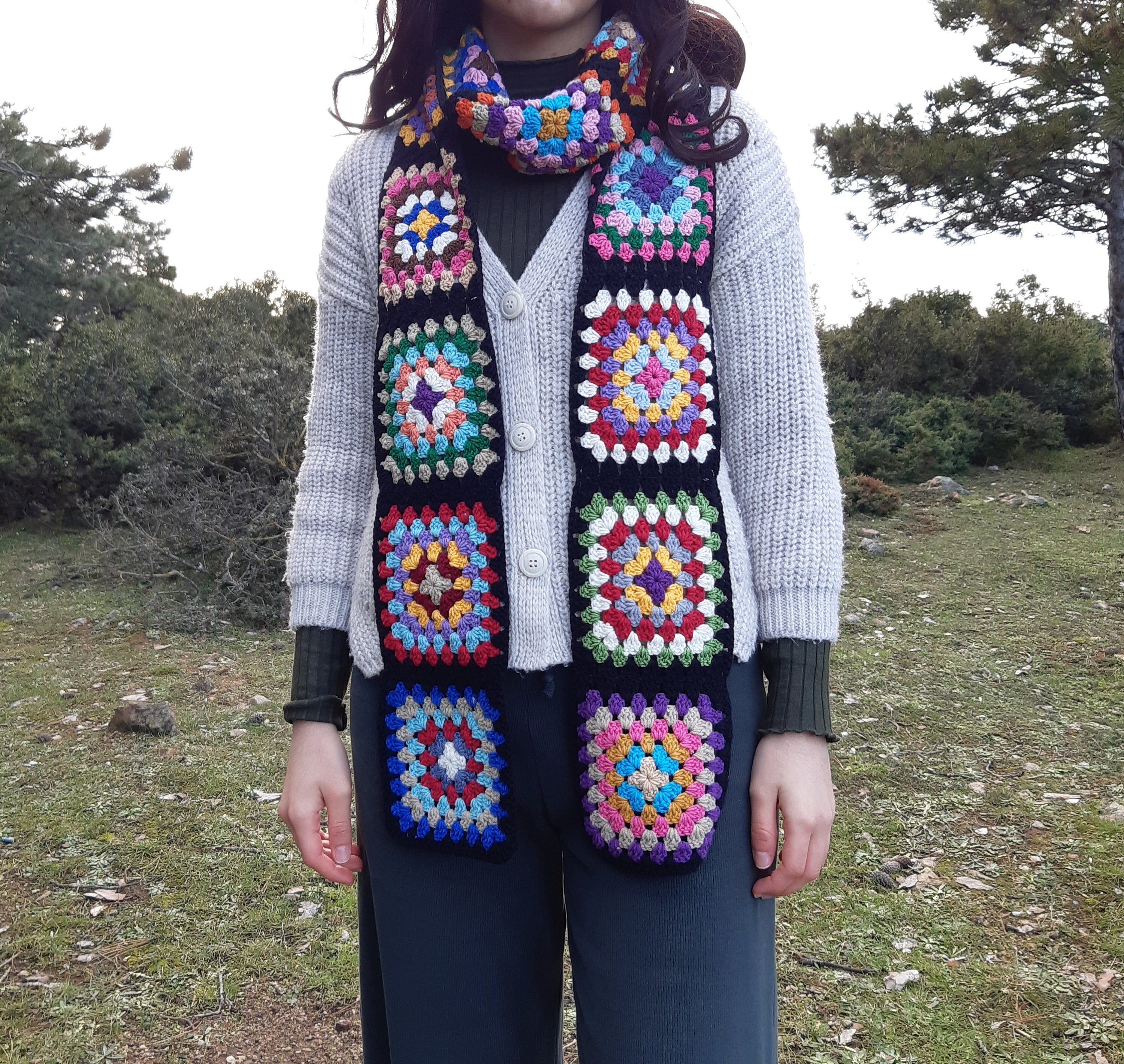 小物 00s old Gap Colorful Scarf Max - 1960s style, colorful long silk scarf – mrsfishkin