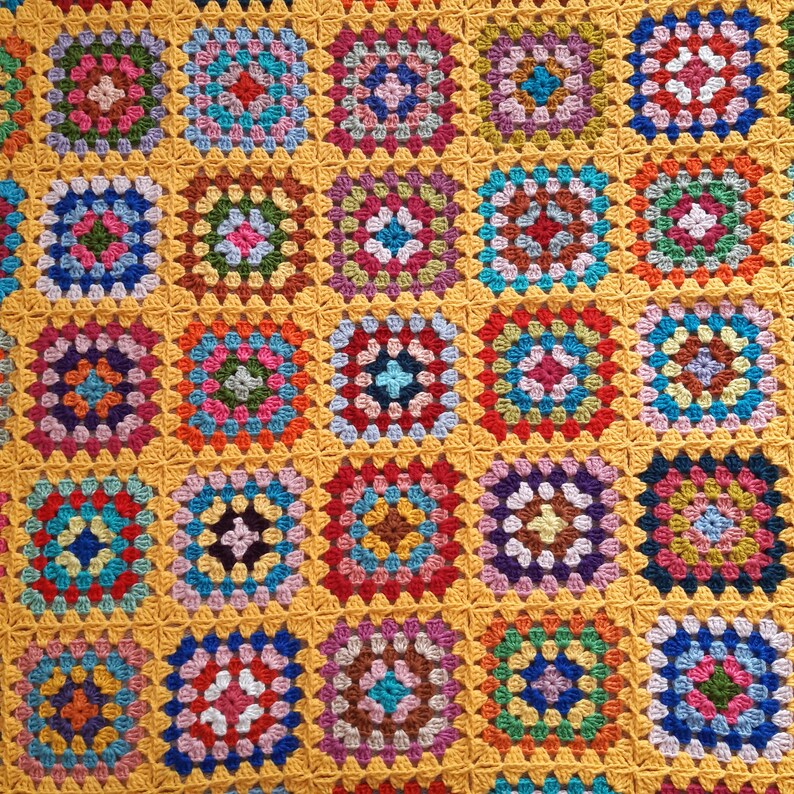 Yellow Granny Square Blanket Yellow Afghan Throw Blanket - Etsy