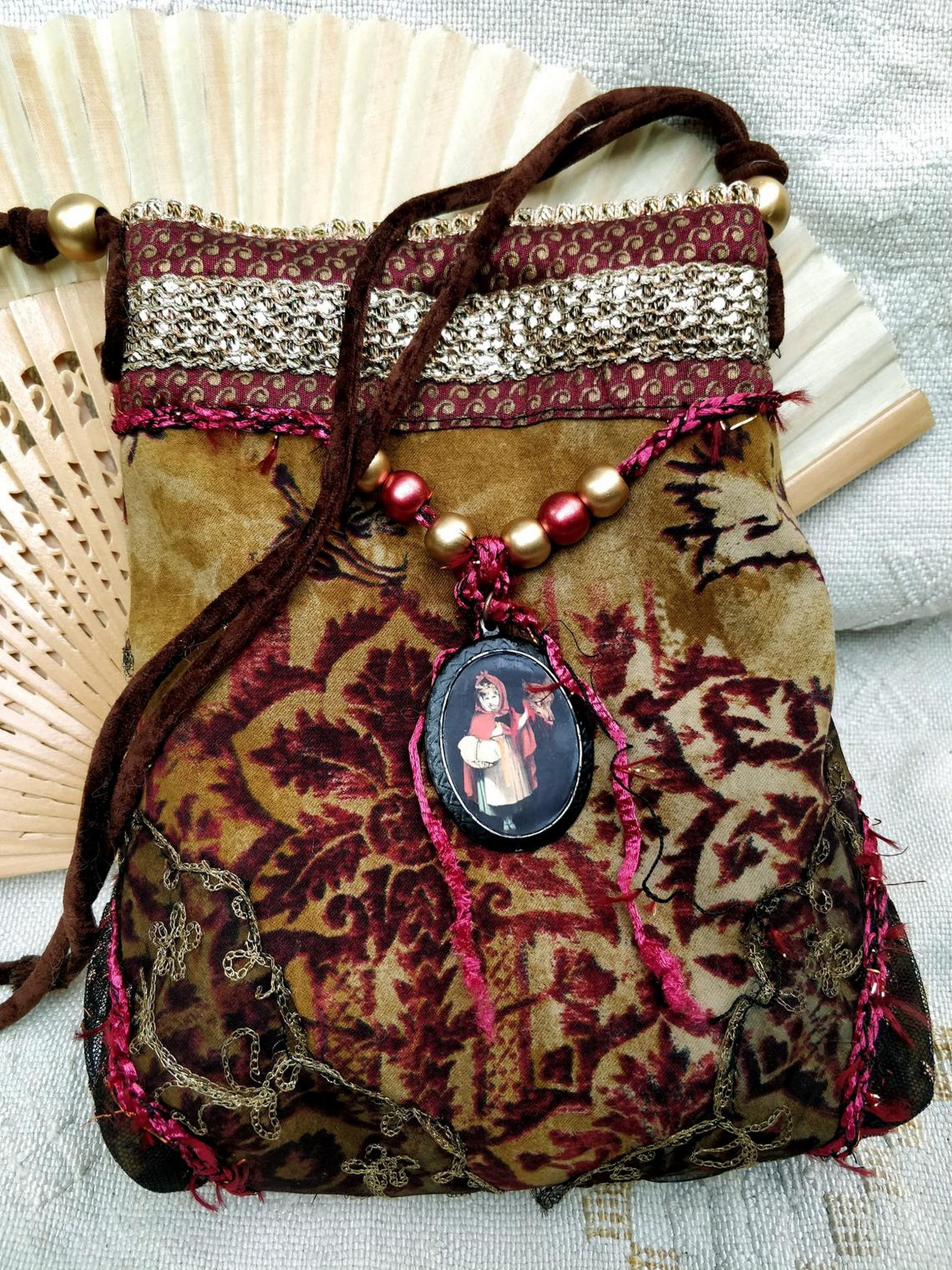 Vintage Small Fabric Shoulder Bag Handmade Bohemian Style Etsy