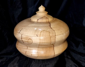 Handmade Spalted Maple Wood Bowl with Lid: Jewelry, Candy Storage
