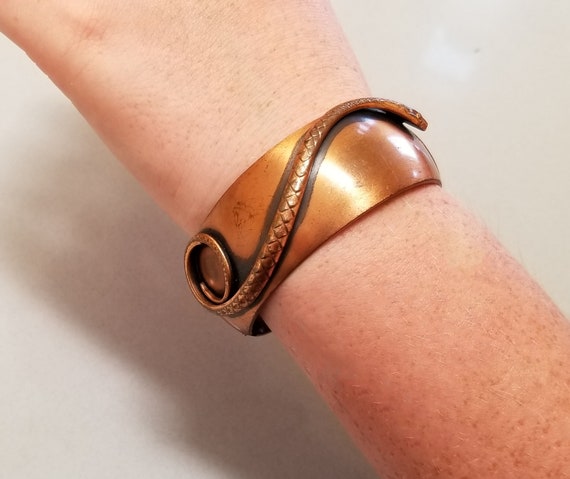 Vintage Whiting & Davis Copper Snake Clamper Cuff