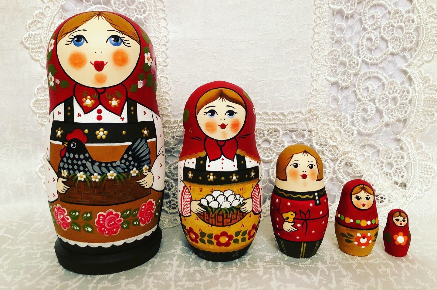 Traditional Zagorsk Nesting Doll with chicken Wooden babushka Etsy