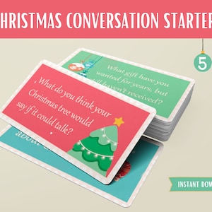 Christmas Conversation Starter Cards with Labels - DIGITAL FILE - Instant Download