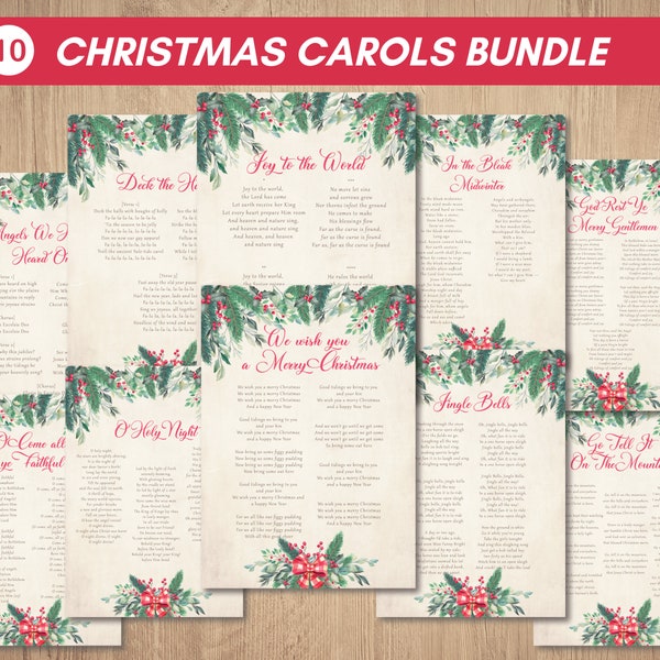 Christmas Carols Bundle I 10 Christmas Songs - Songbook, Decor