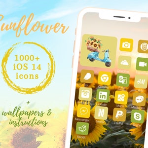iOS Icon Pack Sunflower Set| 1000+ Icons and Wallpapers