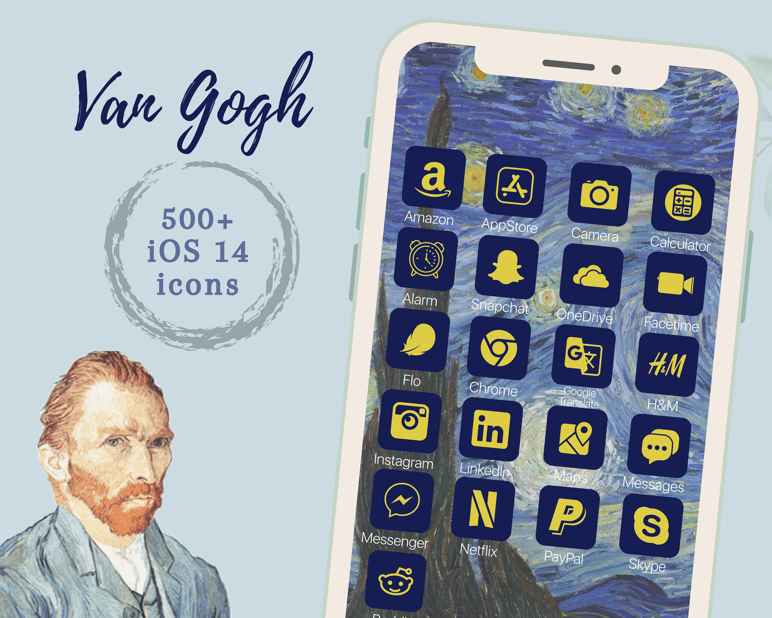 Van Gogh Ios Icon Pack 500 Icons and Wallpapers Etsy UK