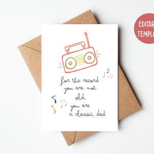 Carte de fête des pères drôle, carte de fête des pères personnalisée modifiable, carte de papa classique - TÉLÉCHARGEMENT NUMÉRIQUE
