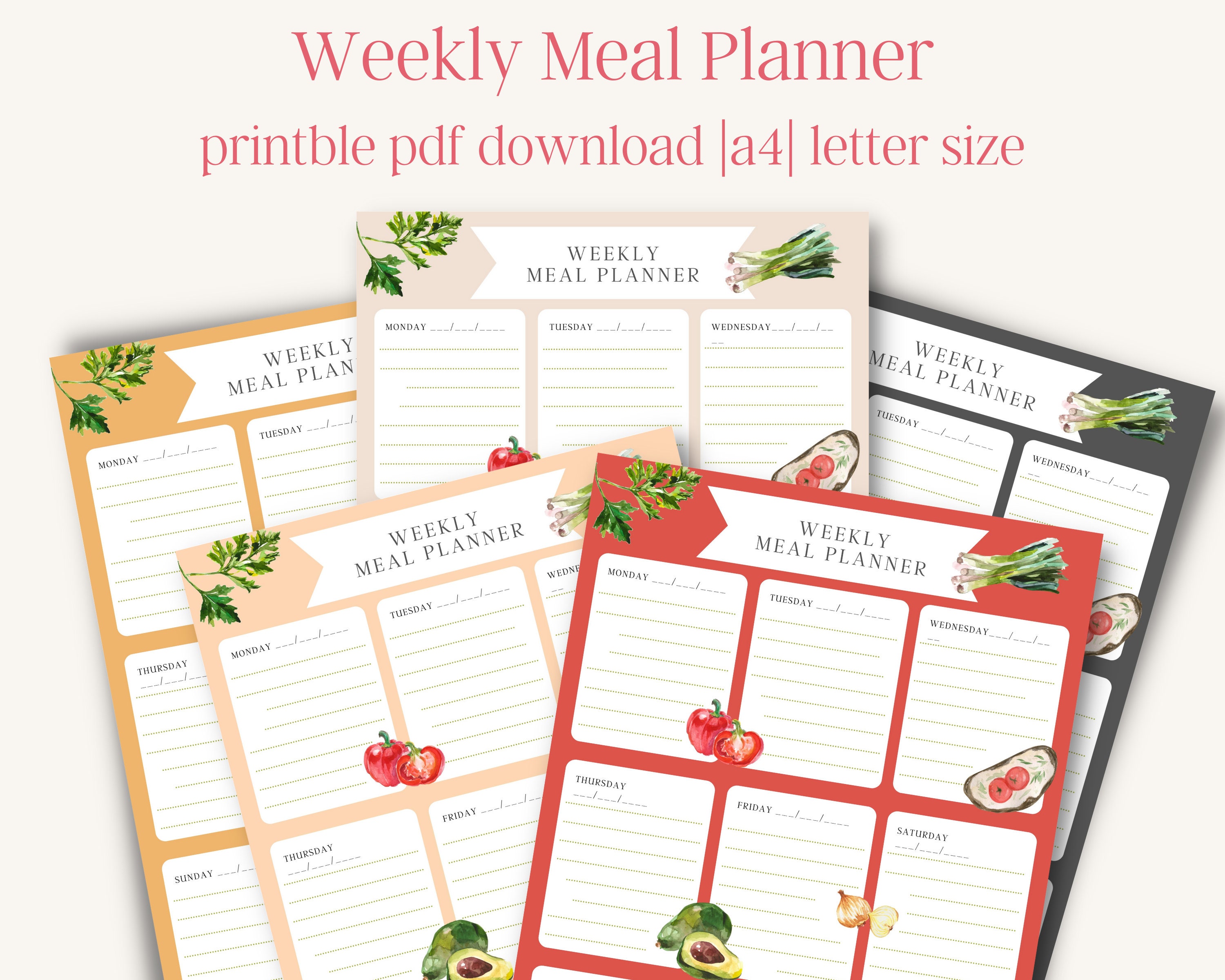 Weekly Meal Planner Template Printable Menu Planner - Etsy