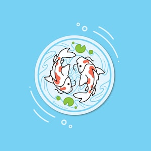Cute Transparent Koi Fish Pond Vinyl Sticker - (Waterproof, Scratch Resistant, Weatherproof) - Mualcaina.