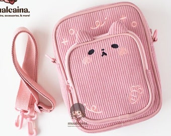 Bolso de Pana Conejito Rosa Kawaii - [OFERTA B-GRADE] Bolso Tote con Orejas de Animal Lindo Todos los Días - Manga Kawaii Anime Fandom - Mualcaina.