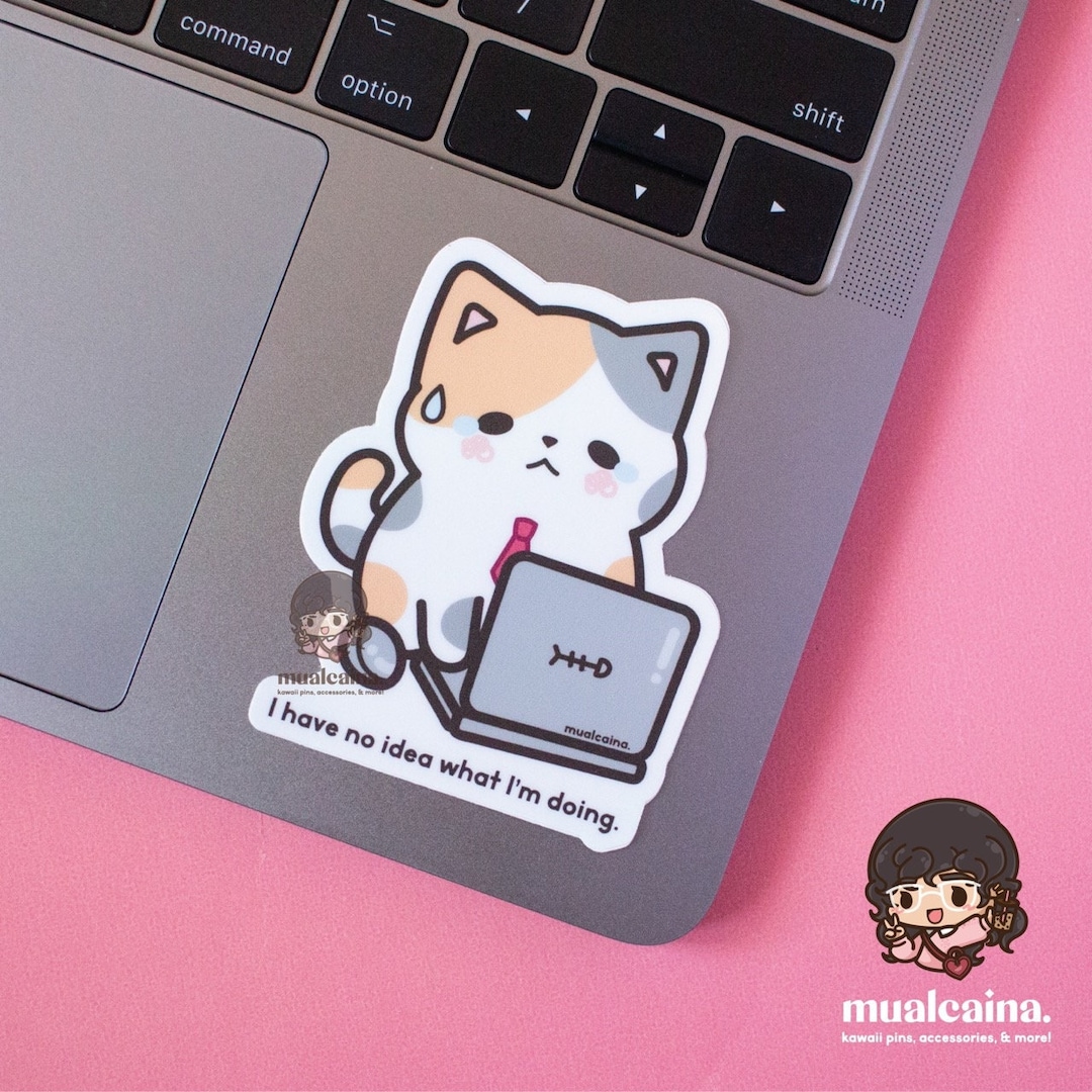 Corporate Cat Vinyl Sticker: Kawaii Chibi Animal Laptop Decal - Etsy