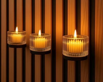 Tealight Holder for Acoustic Wall Panel - 4 Pieces - Acupanel - Acoustic Panels - No Drilling Required - Includes Glass Holder