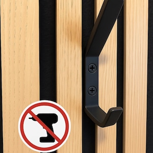 Doppelte Garderobenhaken für Akustik-Wandpaneele – Akupanel – Akustikpaneele – Ohne Bohren – 1 Stück – Metall