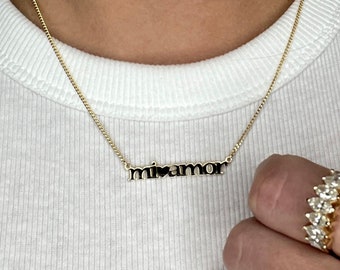 Gold "Mi Amor" Necklace, I love you jewelry, Gold necklaces for women, wife gift from husband, anniversary gifts for girlfriend, mothers day