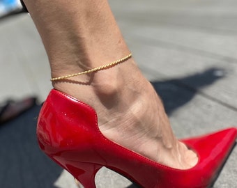 Gold Rope Chain Anklet 9", Minimalist Anklet, Dainty Gold Jewelry for her, Tarnish free jewelry, Trendy jewelry for women, Layer anklet