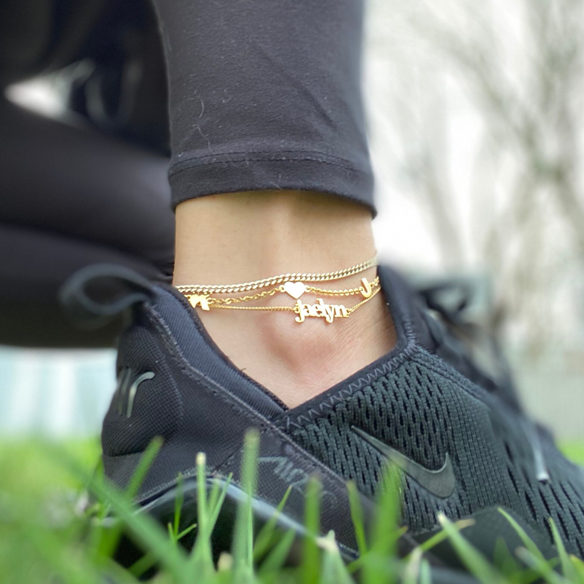 gold name anklet