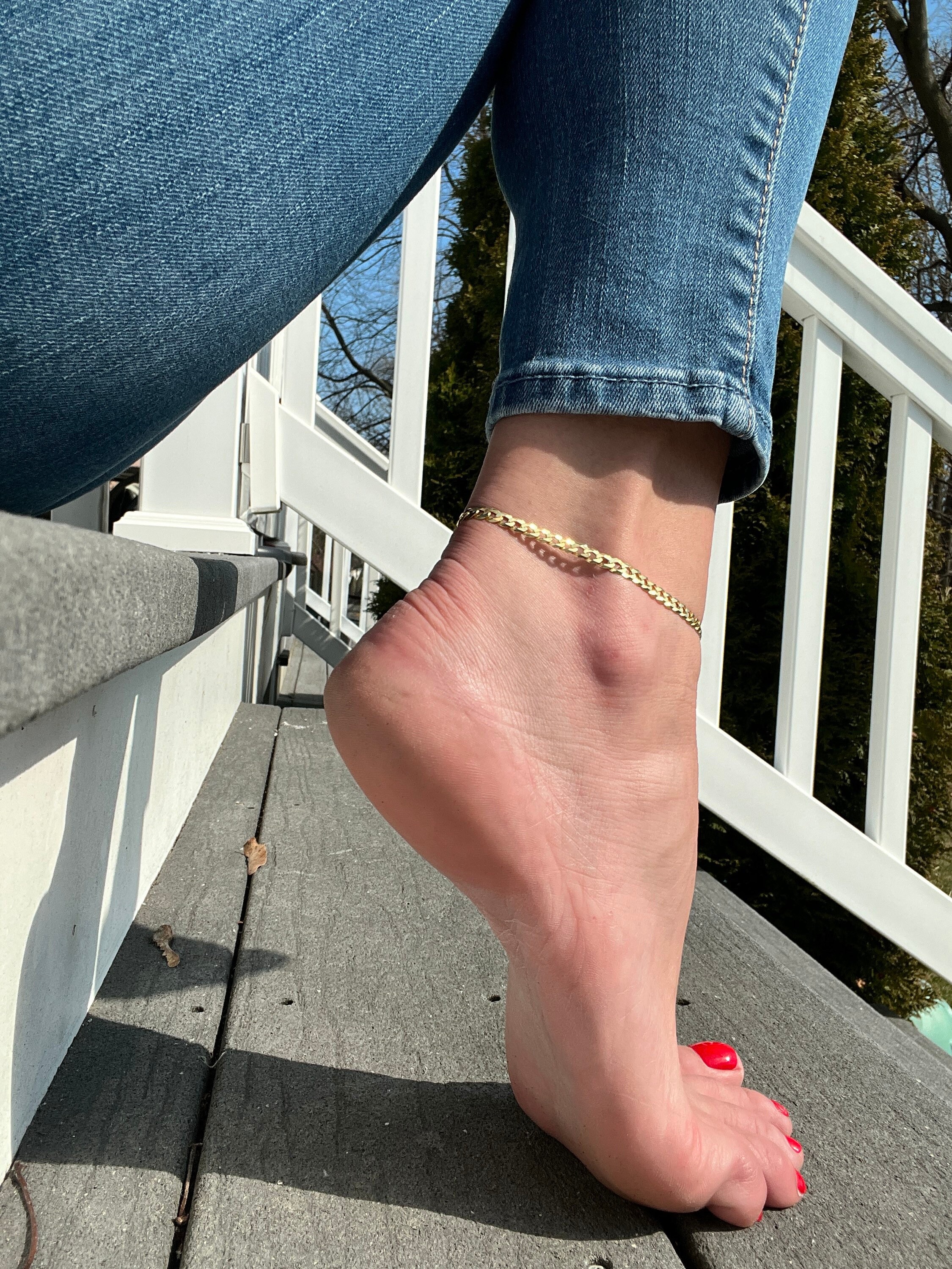 Flat gold anklet discount