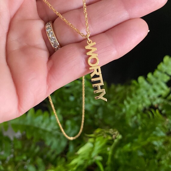 Gold 14K worthy Necklace Gold Statement Necklaces for Women Mantra Necklace Gold Jewelry Personalized Mothers Day Gift From Daughter Etsy