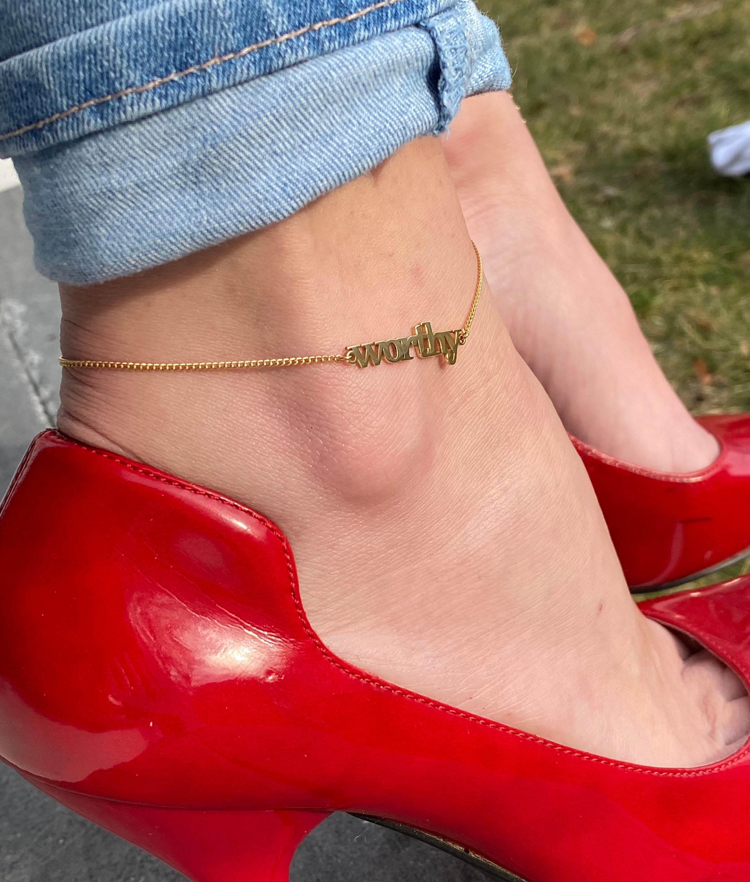 Gold worthy Anklet, Worthy Anklet, Gold Jewelry for Women, Personalized Gifts, Gifts for Her