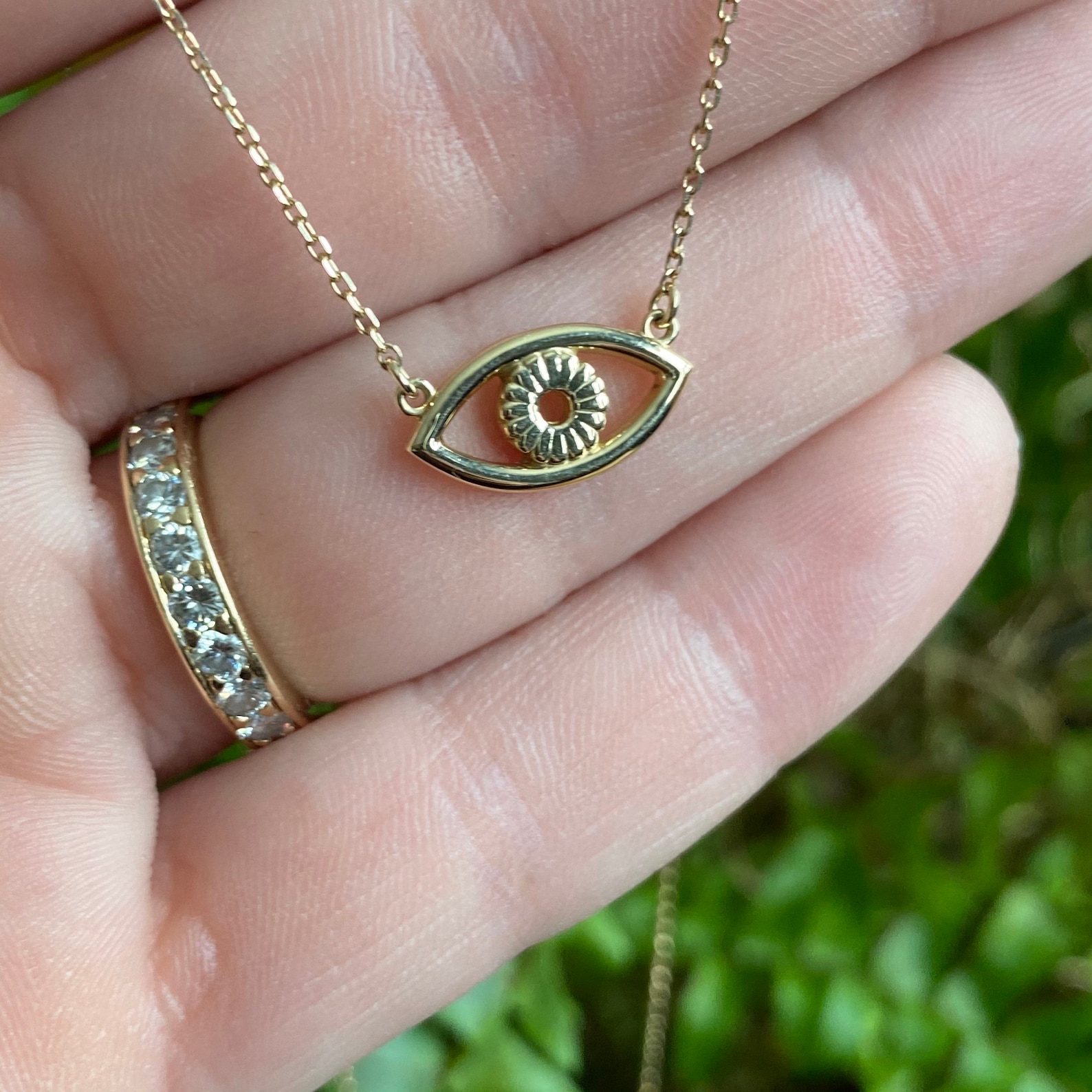 14K Solid Gold Evil Eye Necklace14K Gold JewelryEvil Eye Etsy