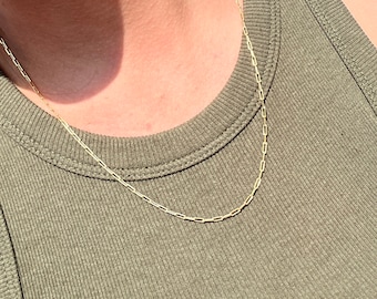 gold paperclip chain necklace 20"/1.8mm, chain link gold necklace, minimal necklace women, dainty gold jewelry, layered necklace,gold chain