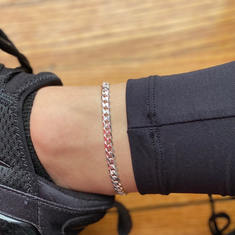 Silver Chain Anklet, Silver Curb Chain, 8 Silver Anklet-Silver Jewelry, Ankle Chain, Ankle Bracelet, Ankle Jewelry, Silver Jewelry, Gifts image 5