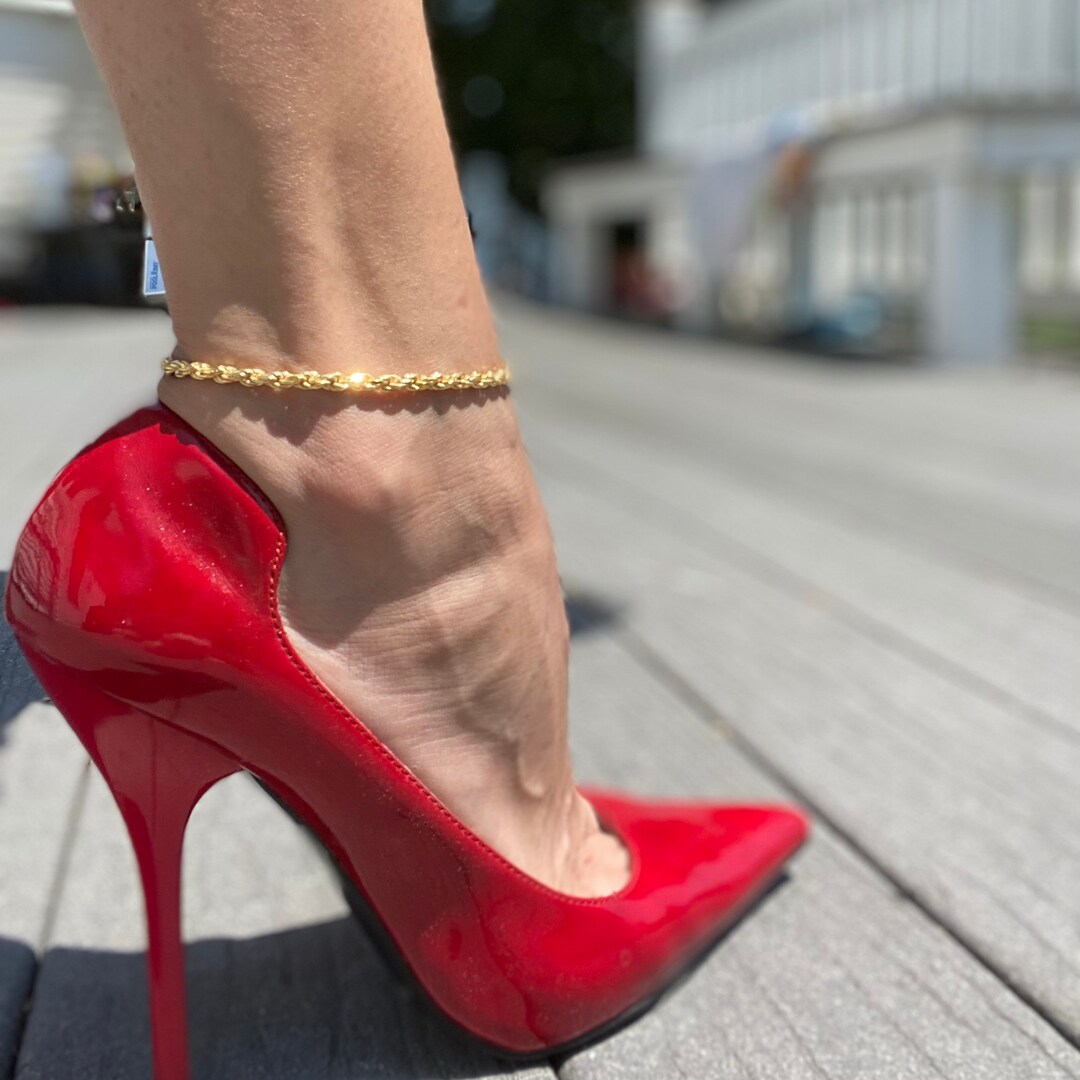 Gold Rope Chain Anklet 9/ 3.9mm, Gold Chain 14K, Chunky Gold Jewelry