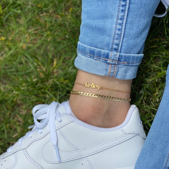 Customized Anklets With Initials Gold Name Anklet Personalized - Technical View