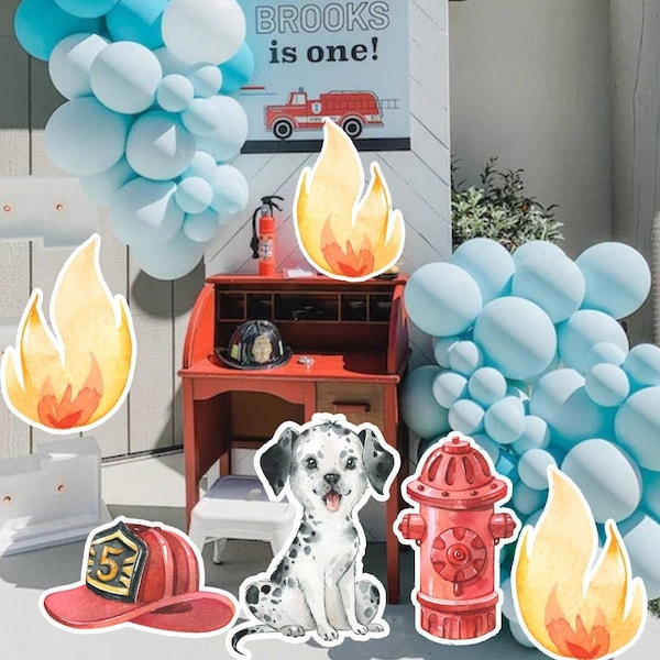 BUNDLE BIG DECOR Decorazioni di compleanno per camion dei pompieri, decorazioni per feste Download digitale stampabile STRA11