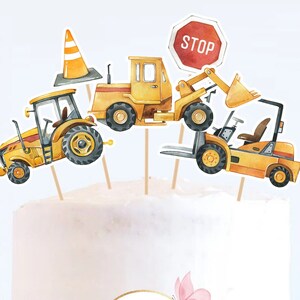Construction Truck Cake Toppers: Birthday Party Decor (Digital Download)