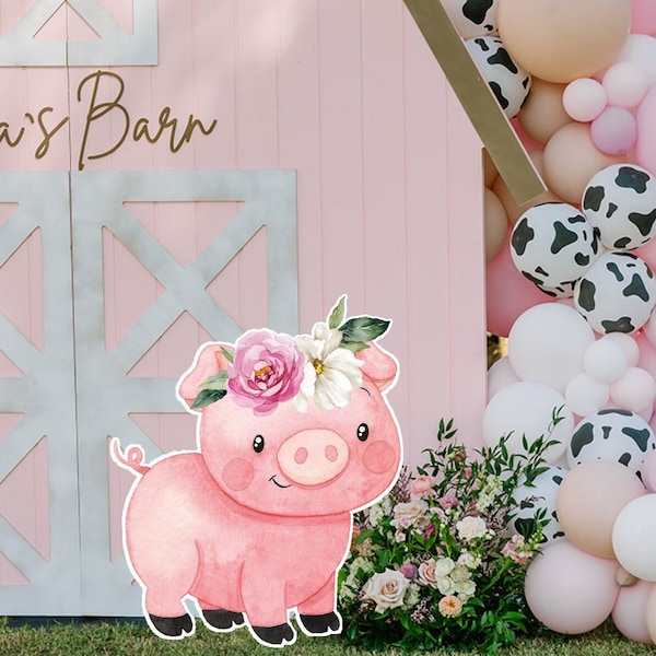 BIG DECOR FARM Girl Cutout Decor Barnyard Ranch Animals Party decorations, Baby Shower, Birthday Party, digital download FARM11