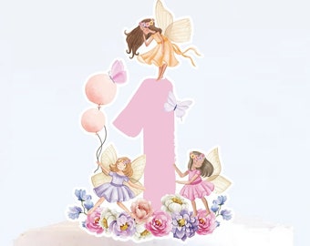 Fairy 1st Birthday Cake Topper: Enchanted Forest Party (Digital Printable)