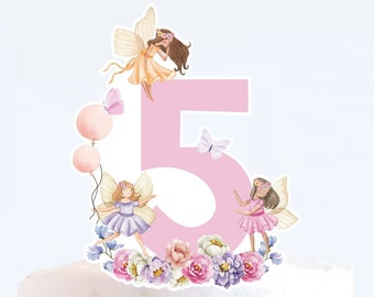Fairy Number 5 Cake Topper: Enchanted Forest Birthday (Digital Printable)