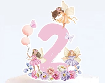 Fairy 2nd Birthday Cake Topper: Enchanted Forest Party (Digital Printable)