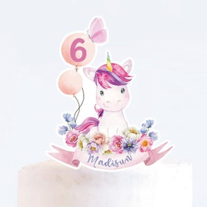 EDITABLE Unicorn Topper Instant download Unicorn Cake Topper Printable Rainbow Unicorn Decorations Party UNI4444